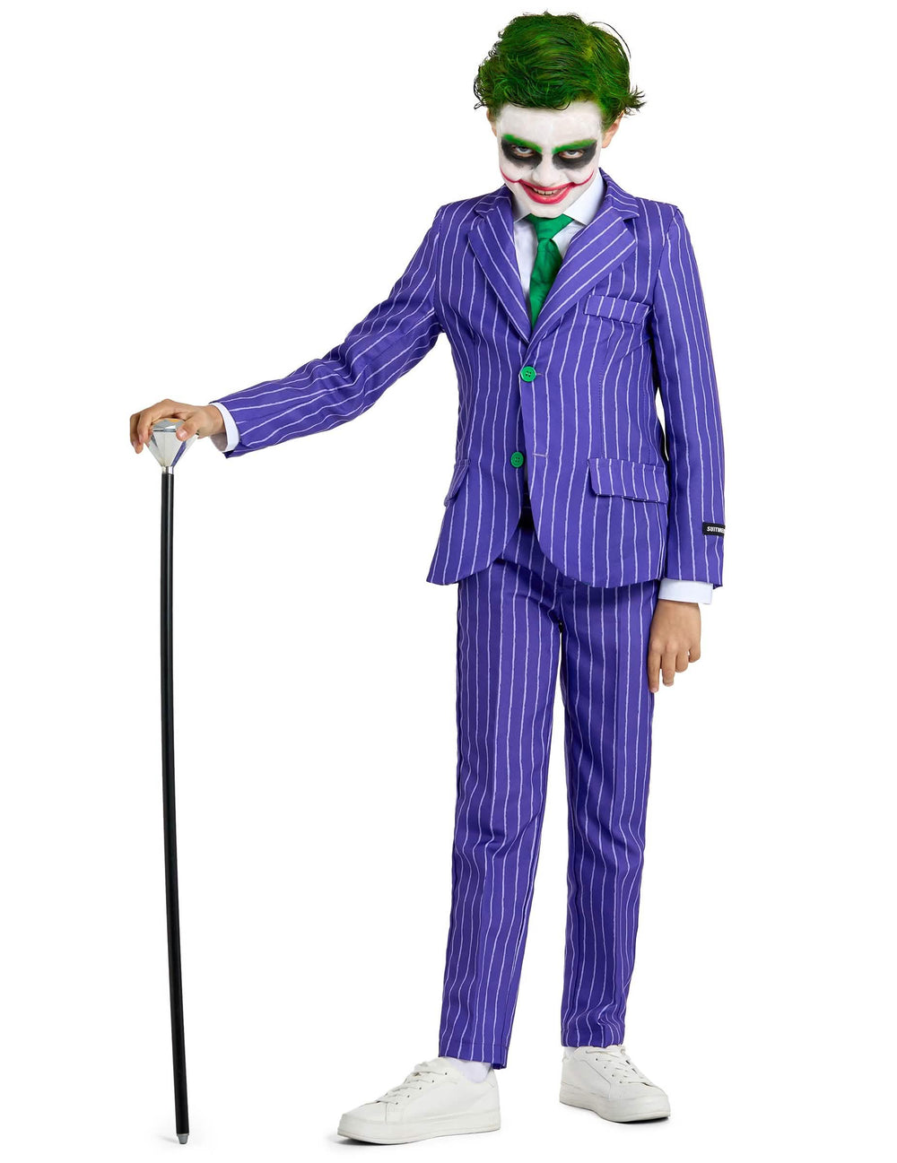 Otroški kostum g. Joker vijolična s črtami in zeleno kravato
