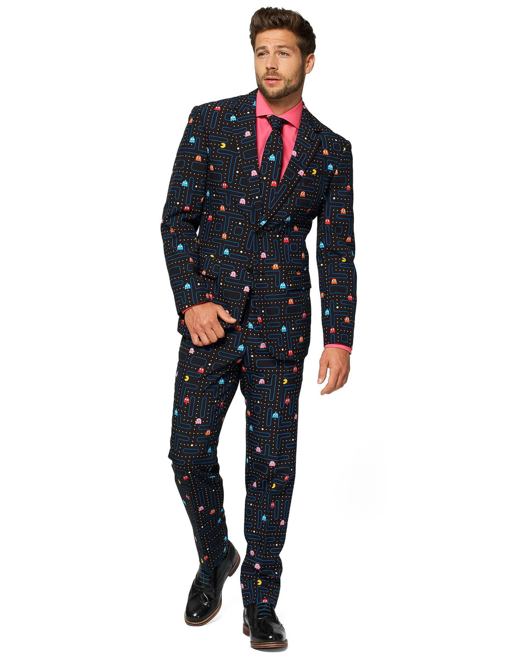 Kostum Mr. Pac-Man za moški črna z vzorcem labirinta Opposuits