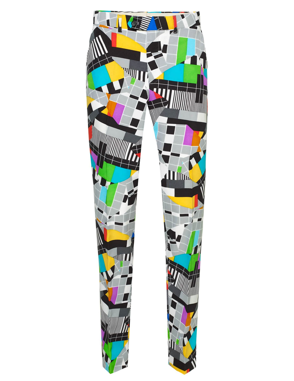 Pogled od spredaj na hlače kostuma Mr. Technicolor Opposuits za moški
