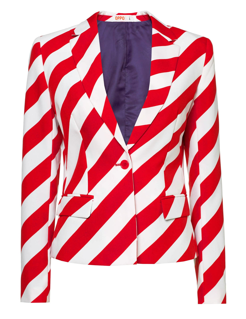 Rdeče in bele črtaste jakne kostuma Mrs. America Opposuits za žensko