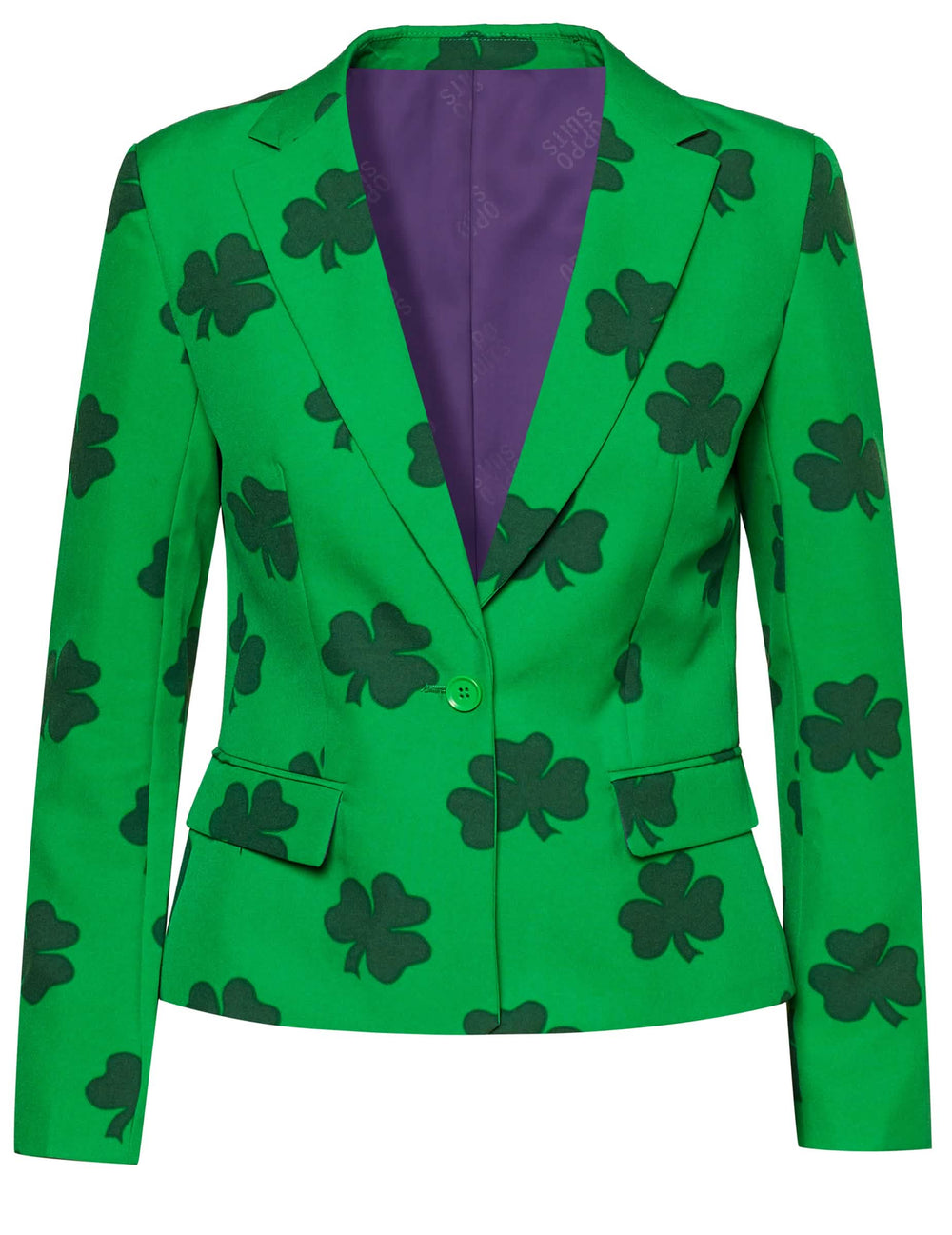 Podrobnost jakne kostuma Mrs. Lucky Opposuits St Patrick
