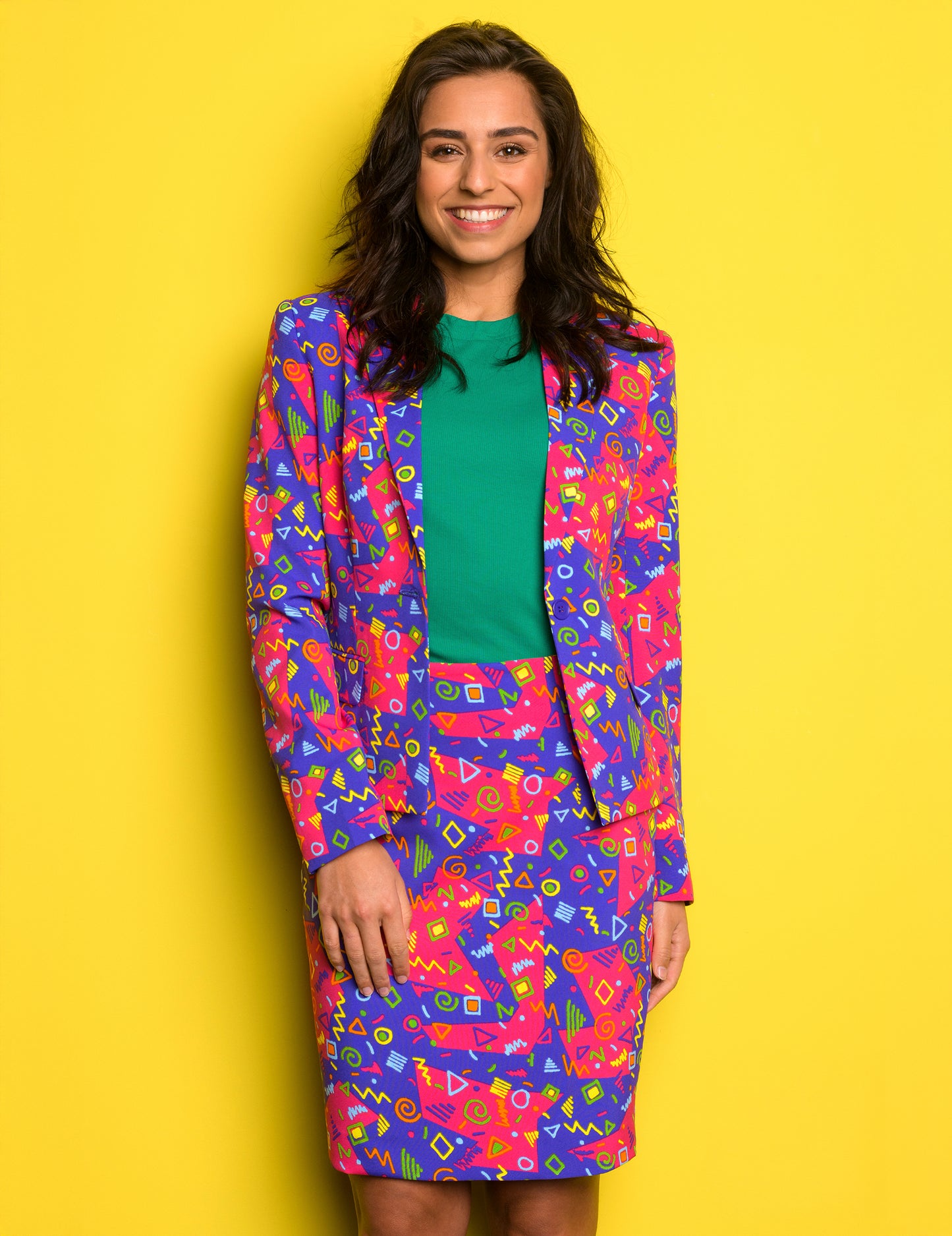 Vue de face du costume Mrs. Symbole coloré