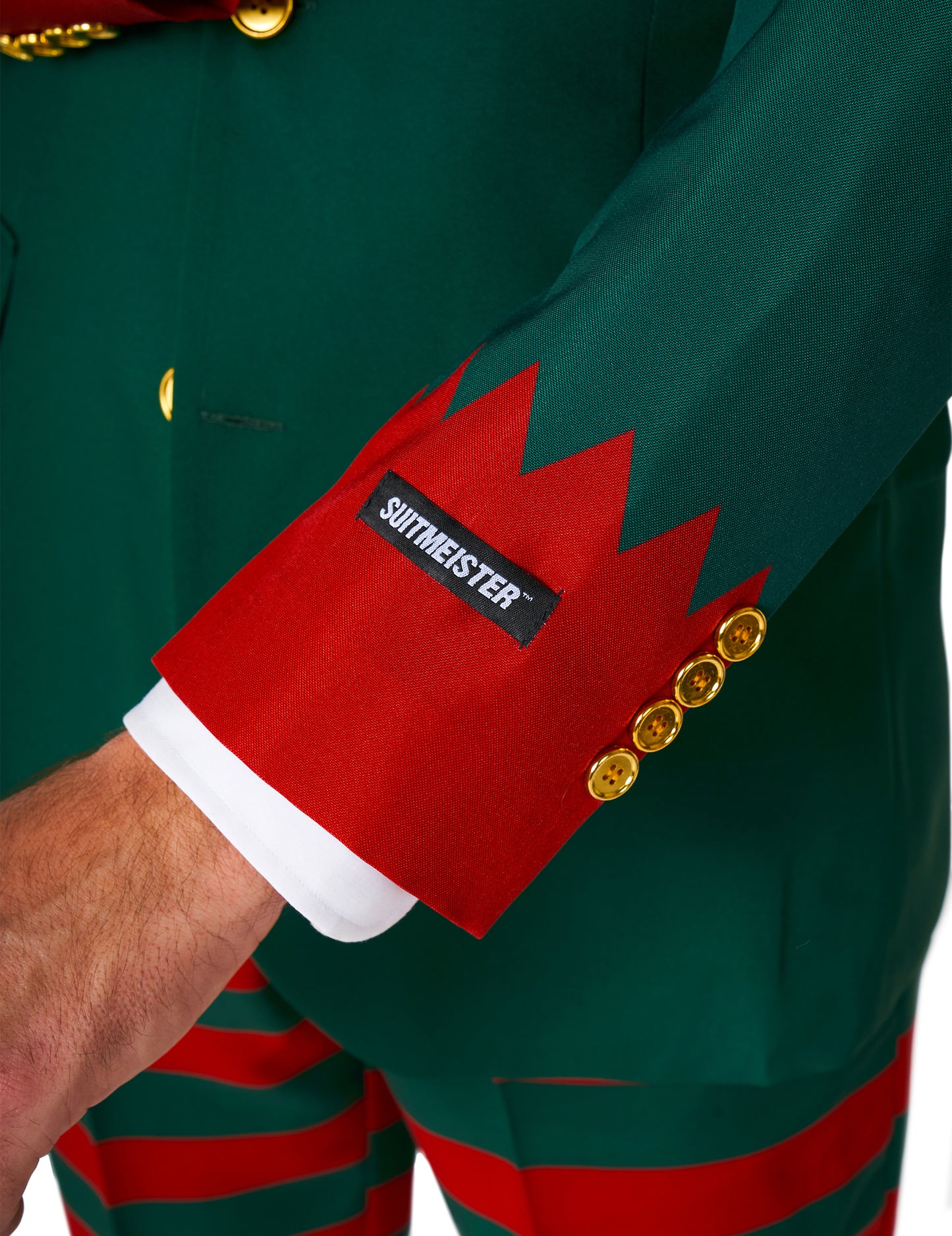 Détail de la manche du costume Elfe du Père Noël Suitmeister