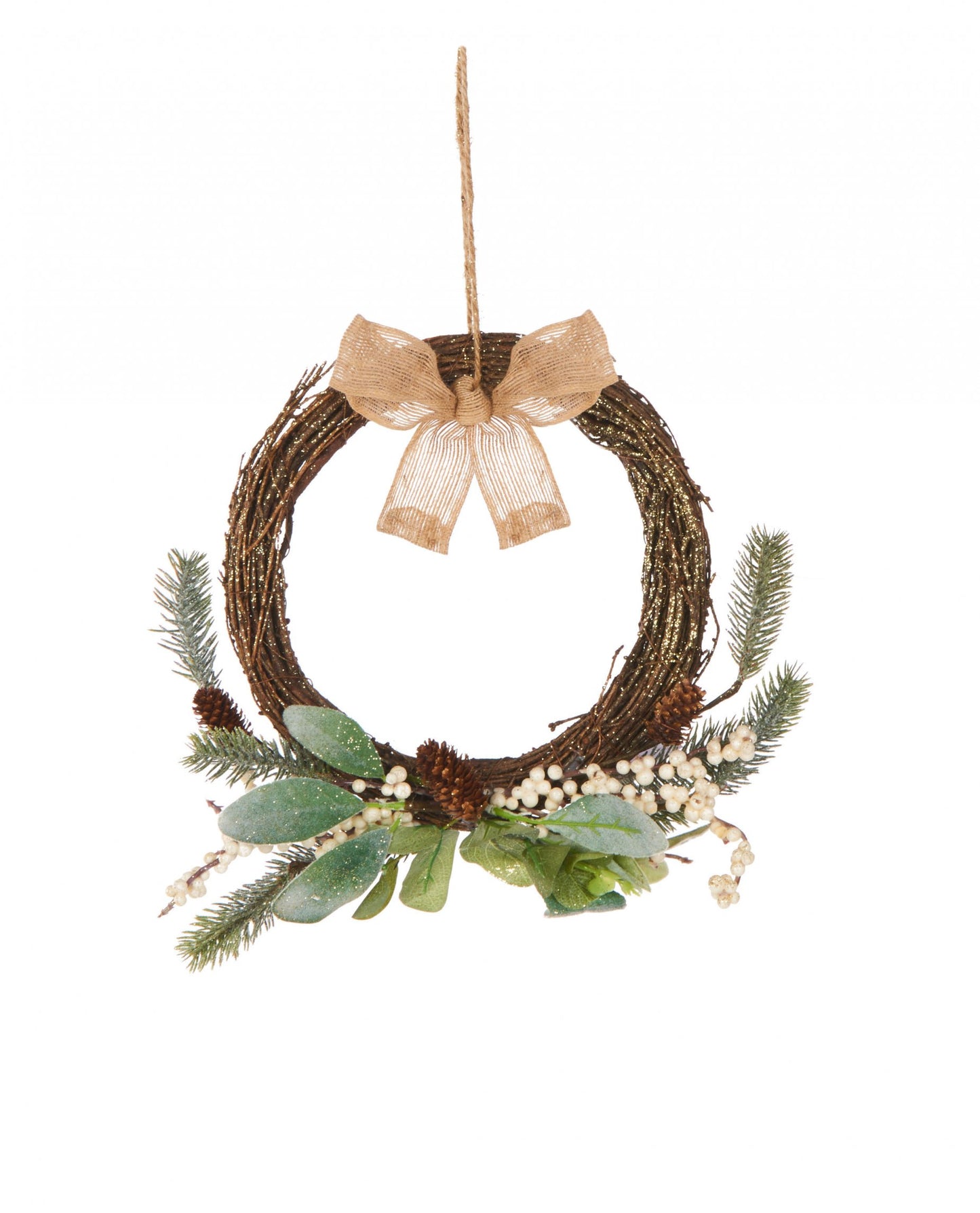 Naravni viseči venček z majhno pentljo 36 cm evkaliptus