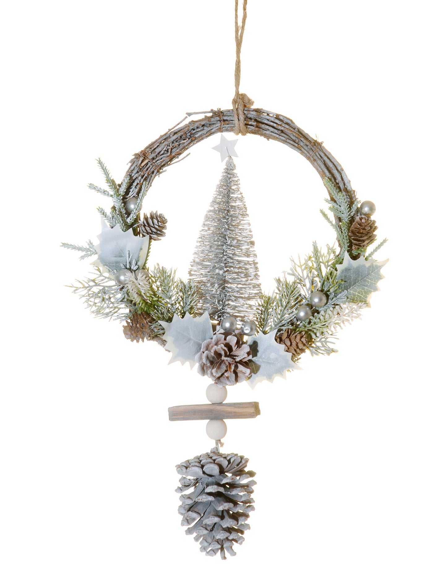 Snežni venec iz jelke 39 cm z borovimi storži