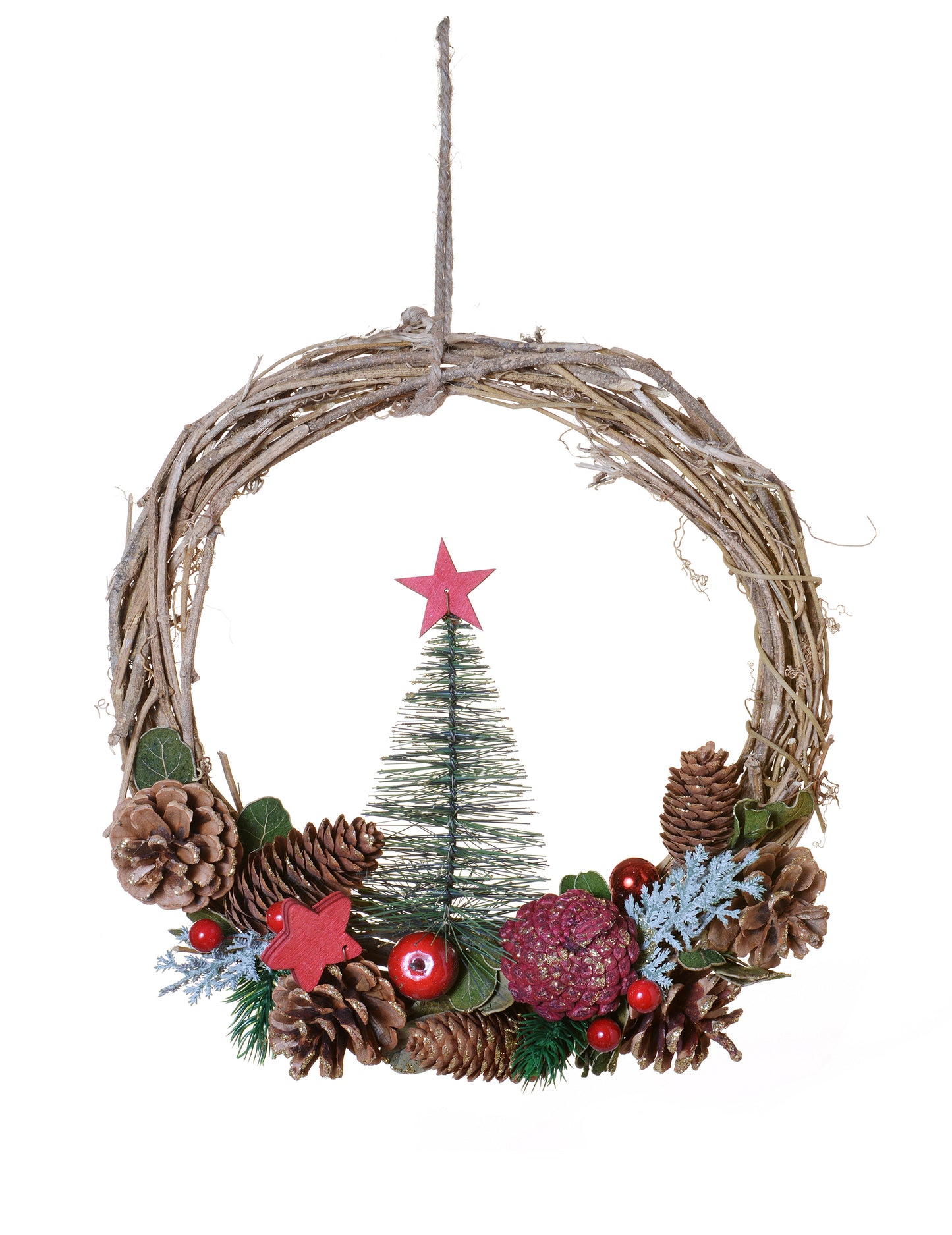 Tradicionalni naravni viseči venec iz jelke 35 cm protja