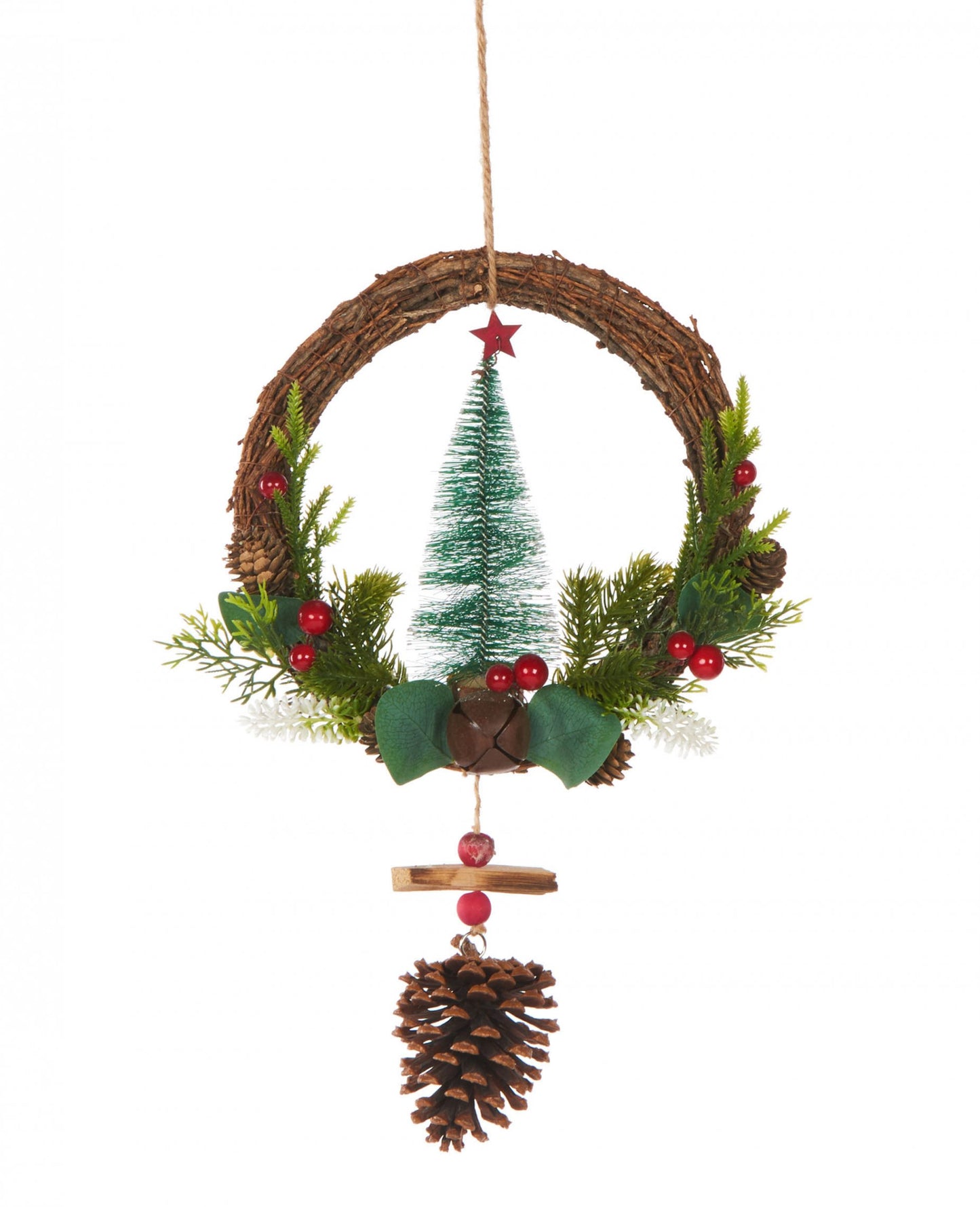 Viseči venec za tradicionalno jelko 39 cm in borovih storžev