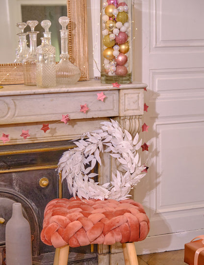 Bleščeča bela listnata krona 50 cm 