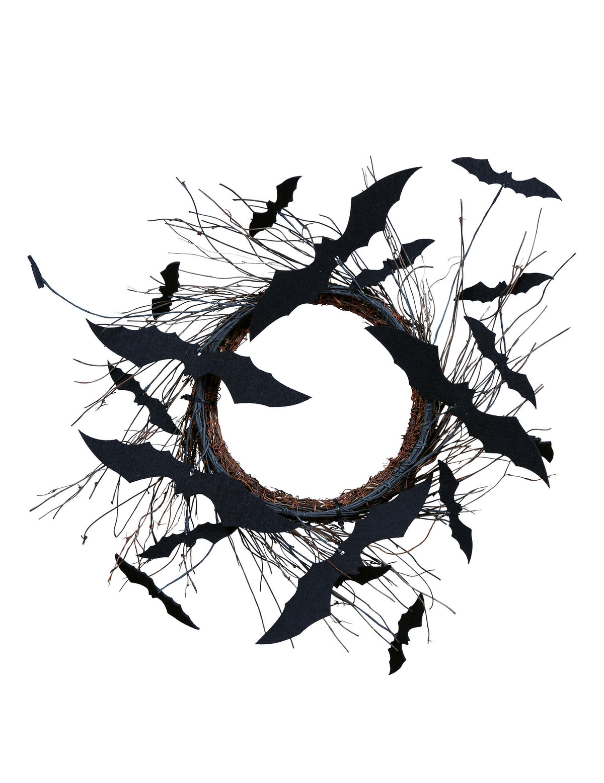 Couronne de porte chauve-souris pour décoration noire