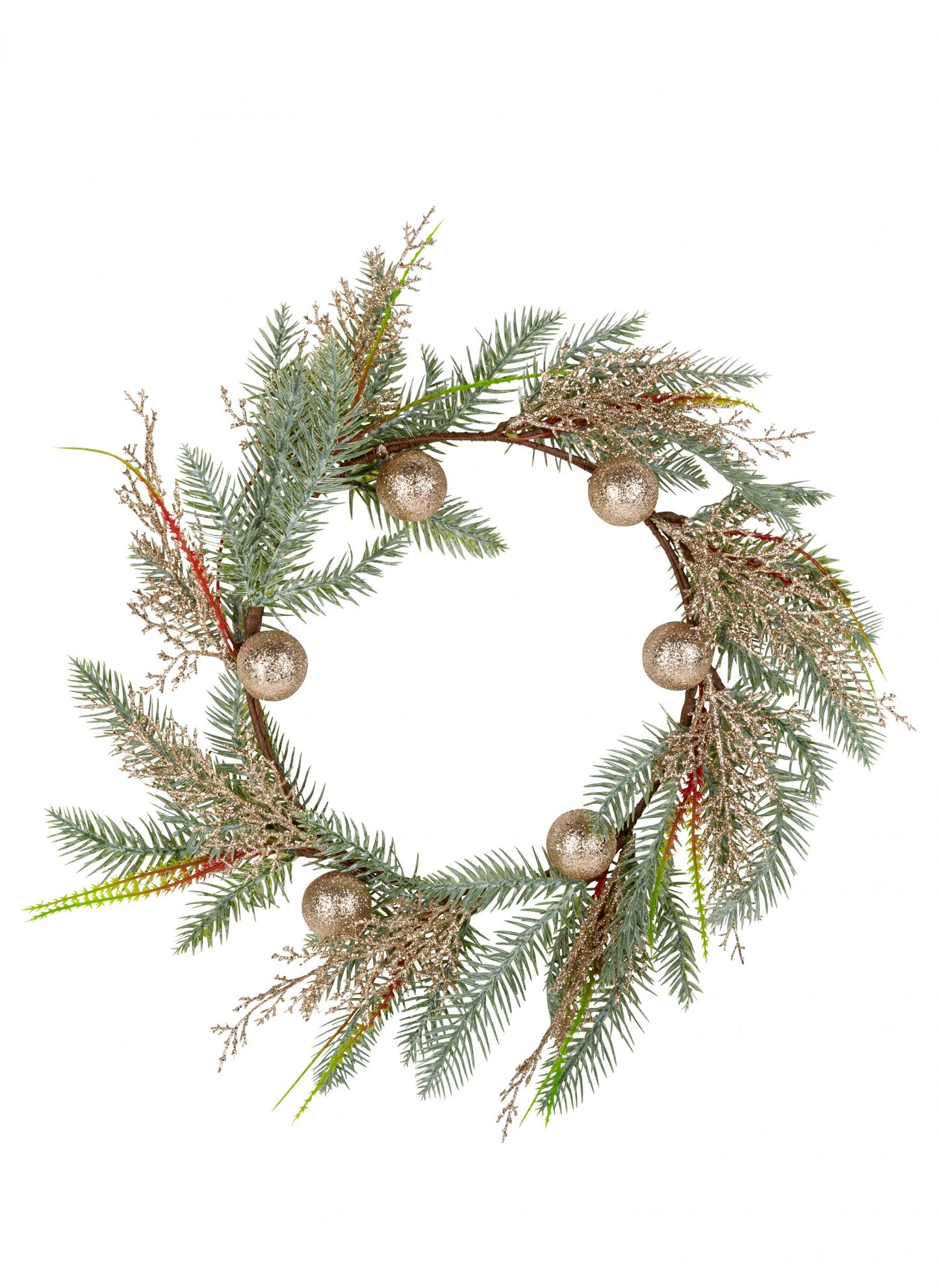Venček za božično drevo z bleščečimi kroglicami v obliki šampanjca 45 cm za vrata
