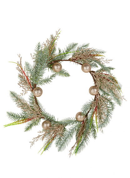 Venček za božično drevo z bleščečimi kroglicami v obliki šampanjca 45 cm za vrata