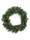 Couronne de sapin avec pommes de pin pour porte vert et marron