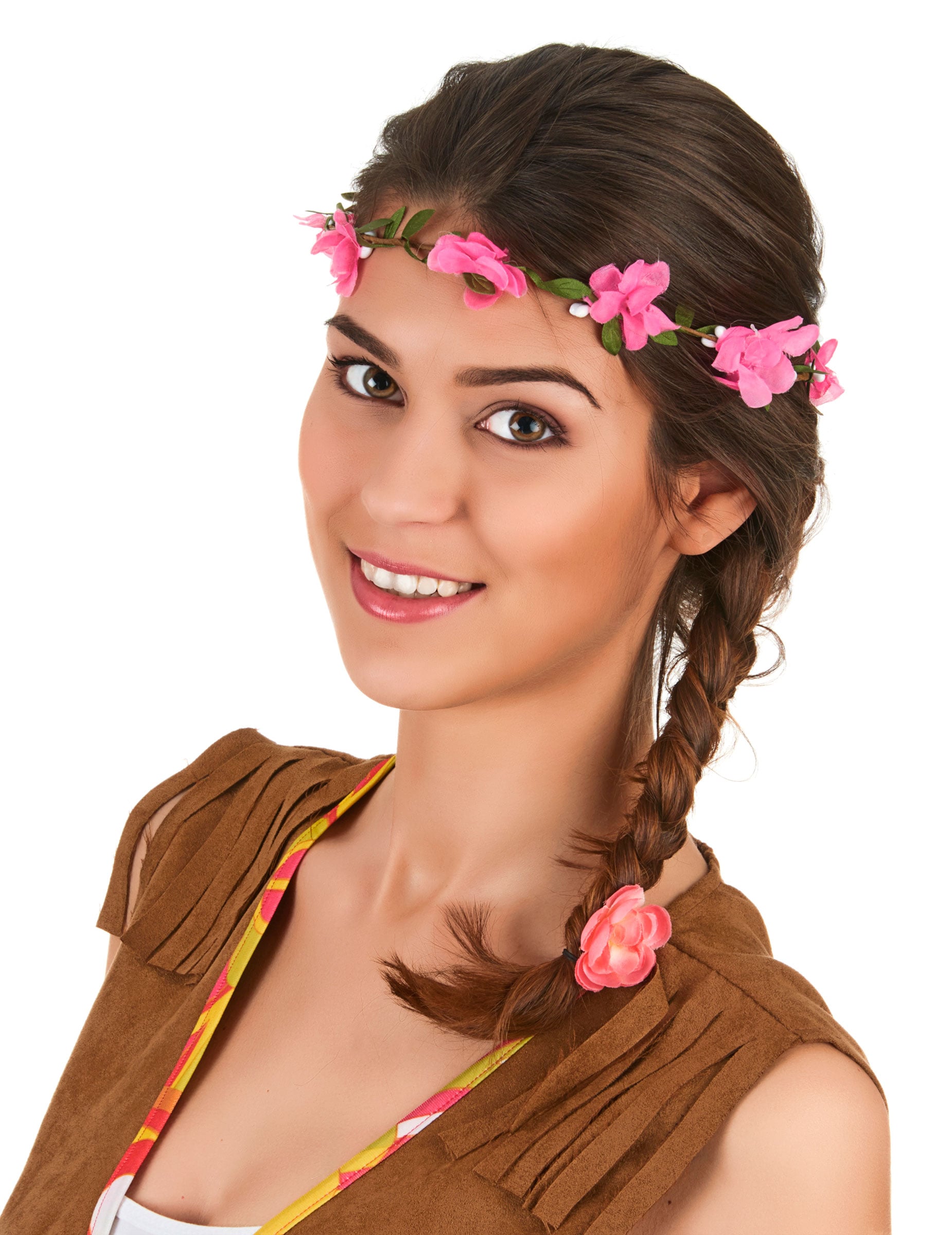Couronne de fleurs roses pour adulte rose