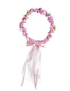 Couronne de fleurs roses pour fille rose avec rubans et voile blanc
