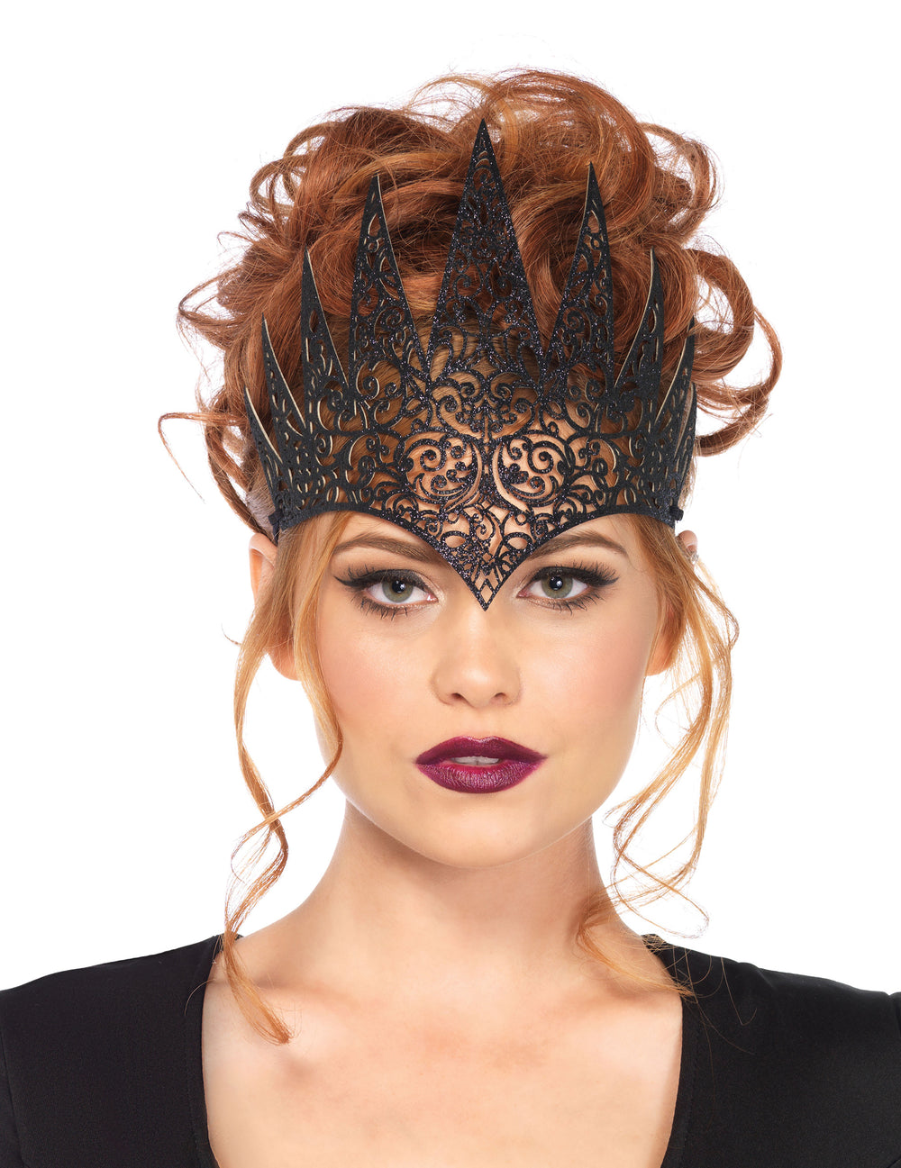 Couronne maléfique pour femme noire à paillettes dentelée