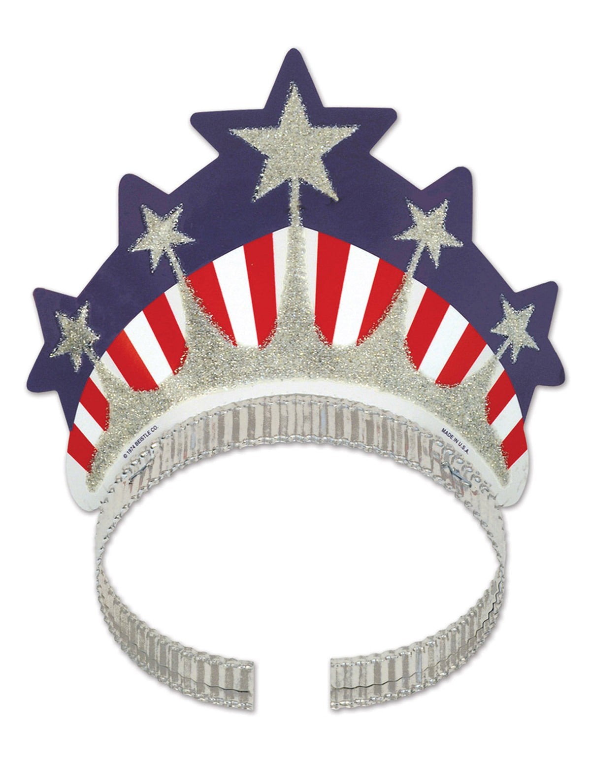 Couronne Miss Liberty bleu blanc rouge et argenté pailleté