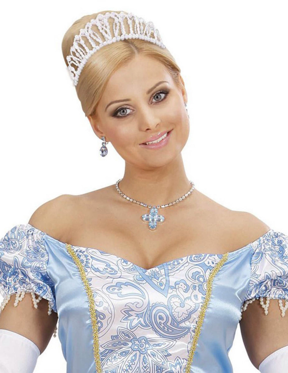 Bela princeska krona za žensko s biseri