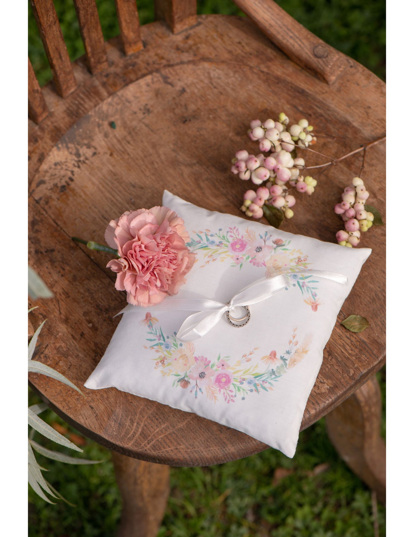 Blazina za poročni prstan s cvetličnim vzorcem 18 x 18 cm bombaž