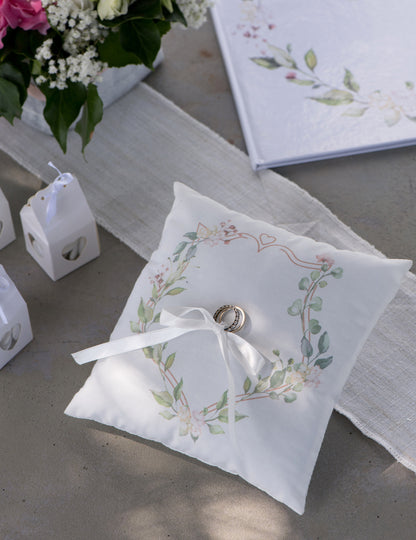 Blazina za poročni prstan z botaničnim motivom, 18 x 18 cm držalo za prstan