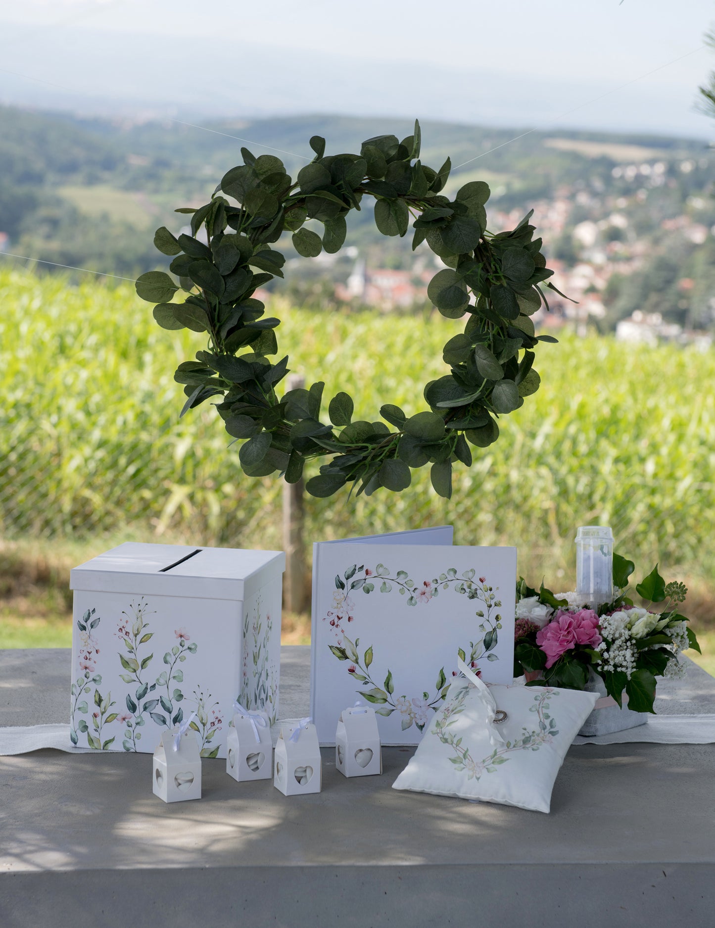 Blazina za poročni prstan z botaničnim motivom, 18 x 18 cm držalo za prstan