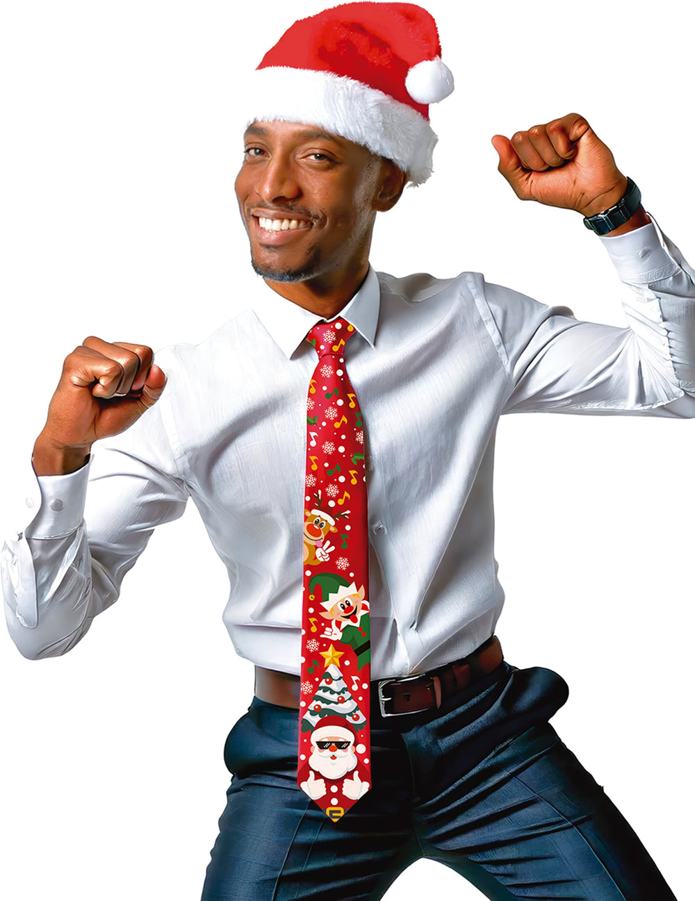 Vue de face de la cravate de Noël musicale