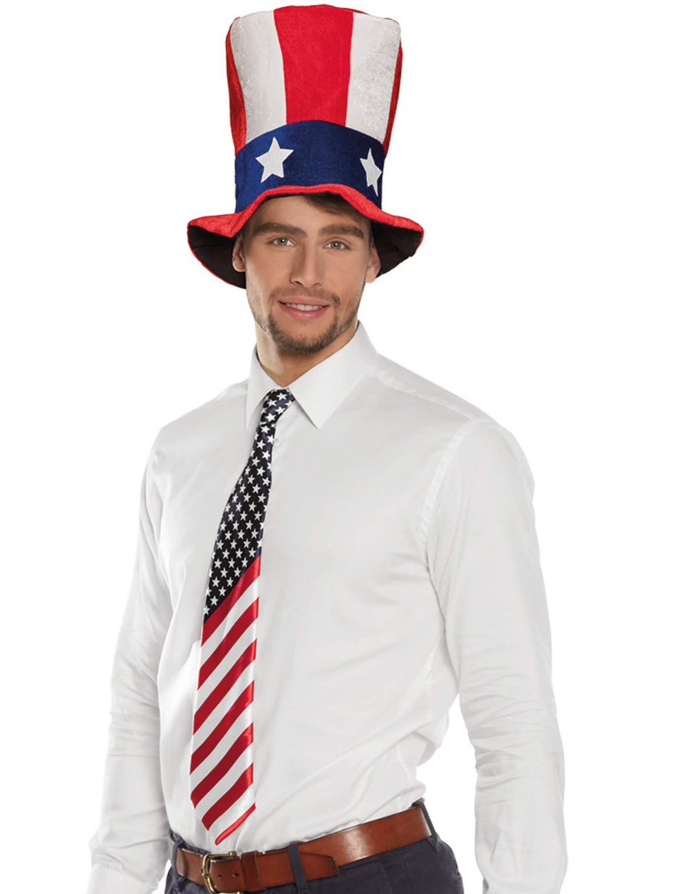 Pogled od spredaj na kravato z ameriško zastavo