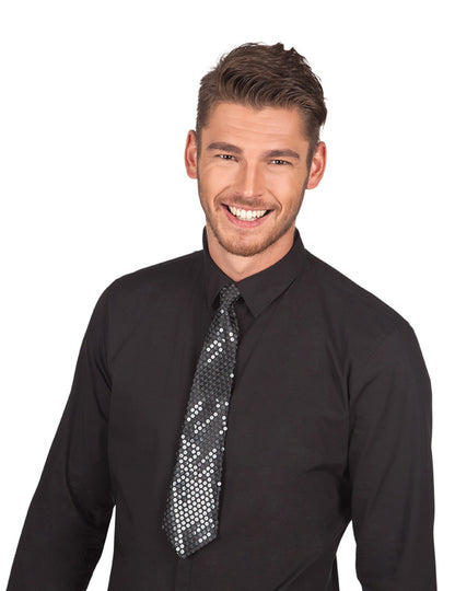 Črna kravata z odraslimi prozornimi pajkicami