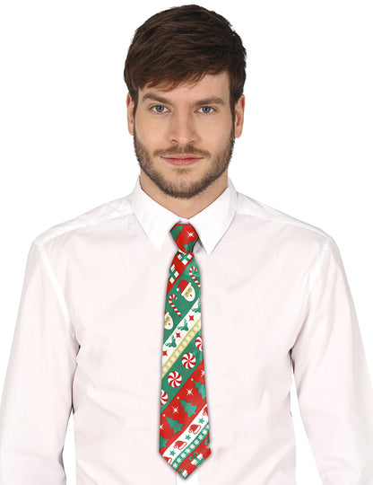 Rdeča in zelena božična kravata za odrasle