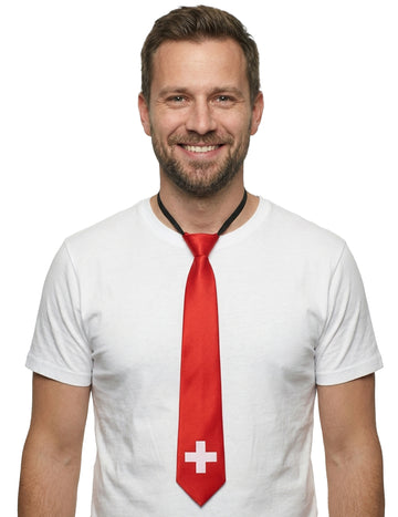 Kravata z zastavo Švice za odrasle 50 cm 