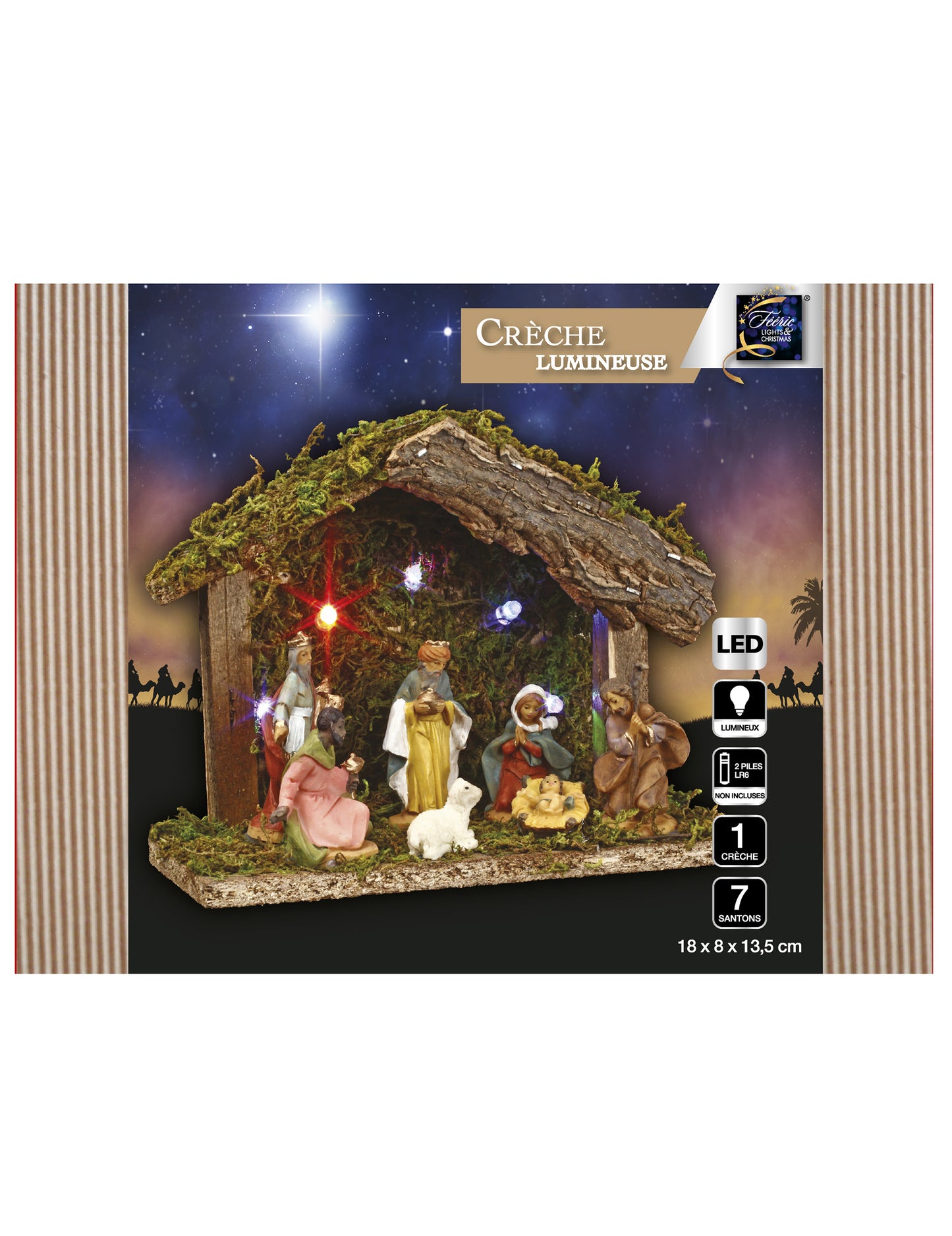 Svetleča božična jaslice s 7 figuricami, 5 LED, 13,5 cm 