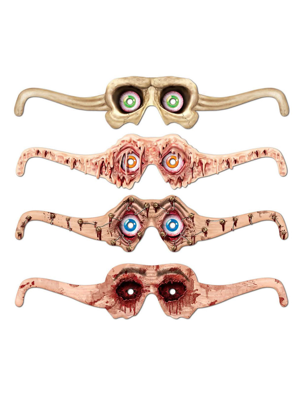 Lunettes en carton effrayantes pour Halloween modèles gore et zombie assortis