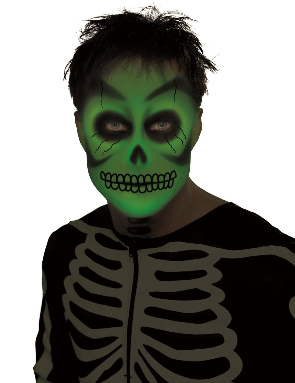 Maquillage de squelette de face de la crème phosphorescente maquillage fluo pour adulte vert néon