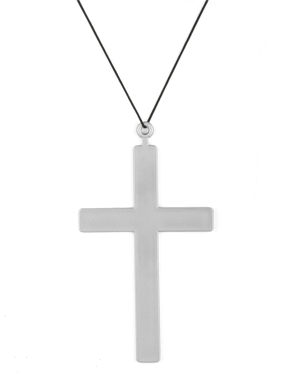 Croix de moine pour adulte argentée avec cordon noir