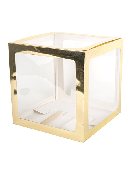 Cube à ballons transparent pour fête doré personnalisable