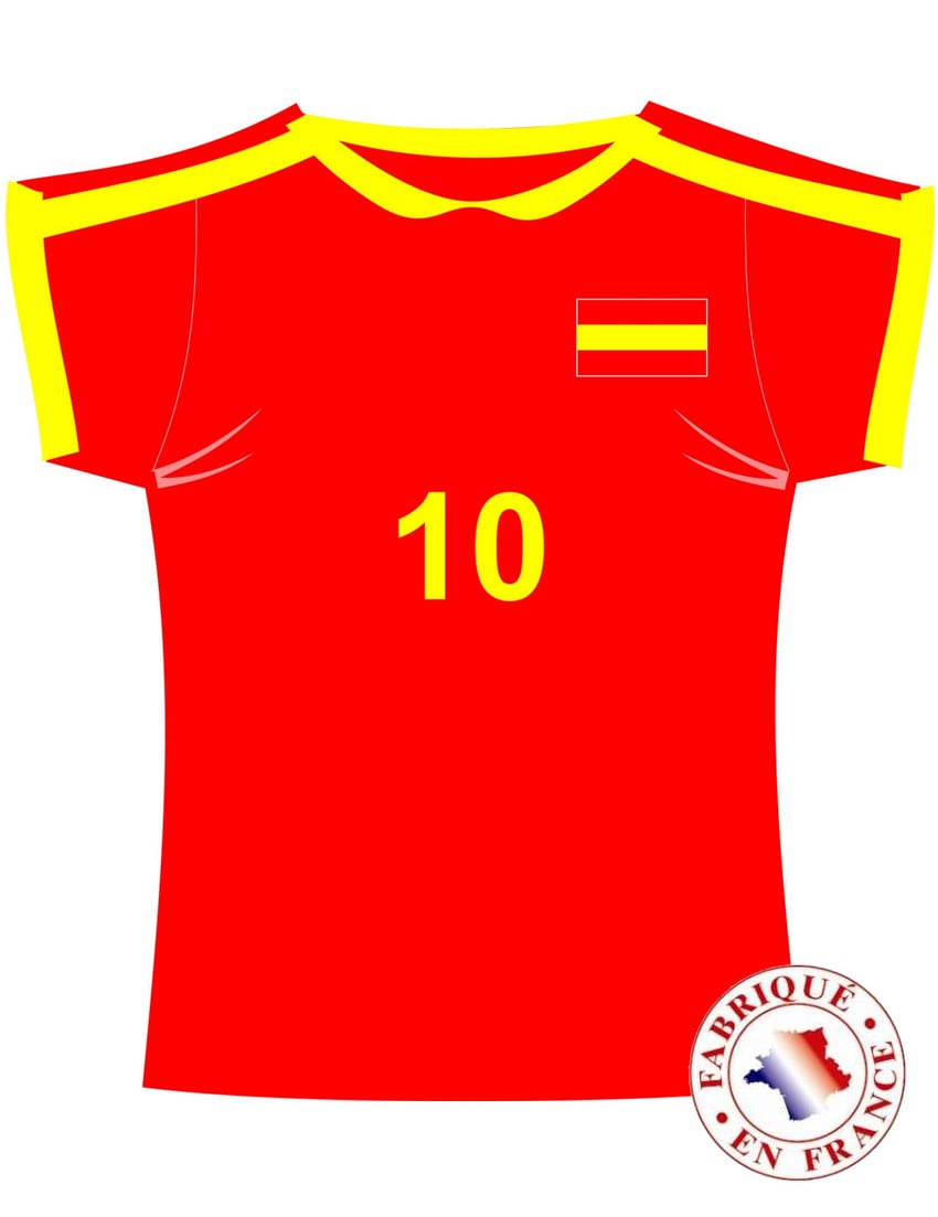 Décoration murale maillot Espagne rouge et jaune avec numéro 10