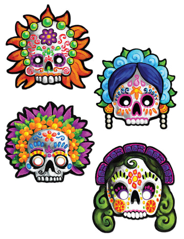 4 dekorativne maske Dia de los Muertos 30 cm