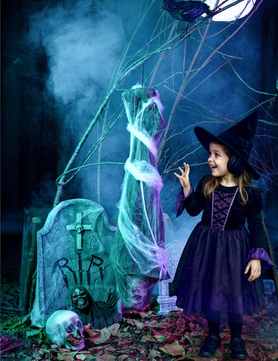 Décoration à suspendre cocon corps pour Halloween blanc avec toiles d'araignées