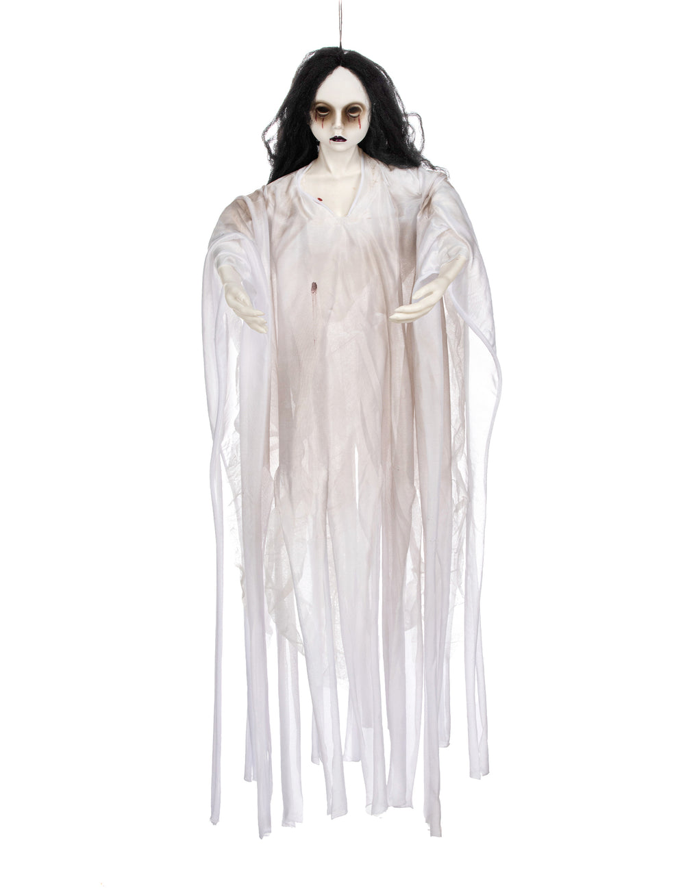 Décoration à suspendre dame blanche pour Halloween lumineuse blanche et noire