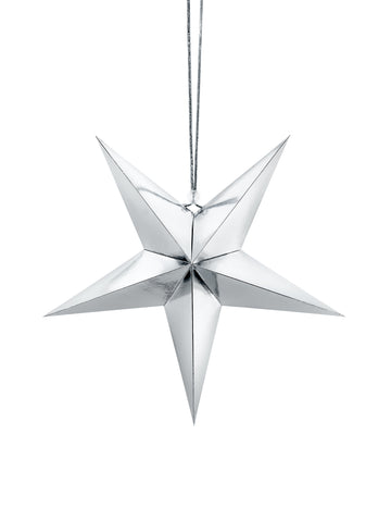 Viseča dekoracija iz kartona s srebrno zvezdo 30 cm šik za božič