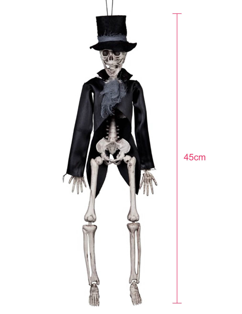 Mereče dimenzije gotskega visečega okostnjaka za halloween
