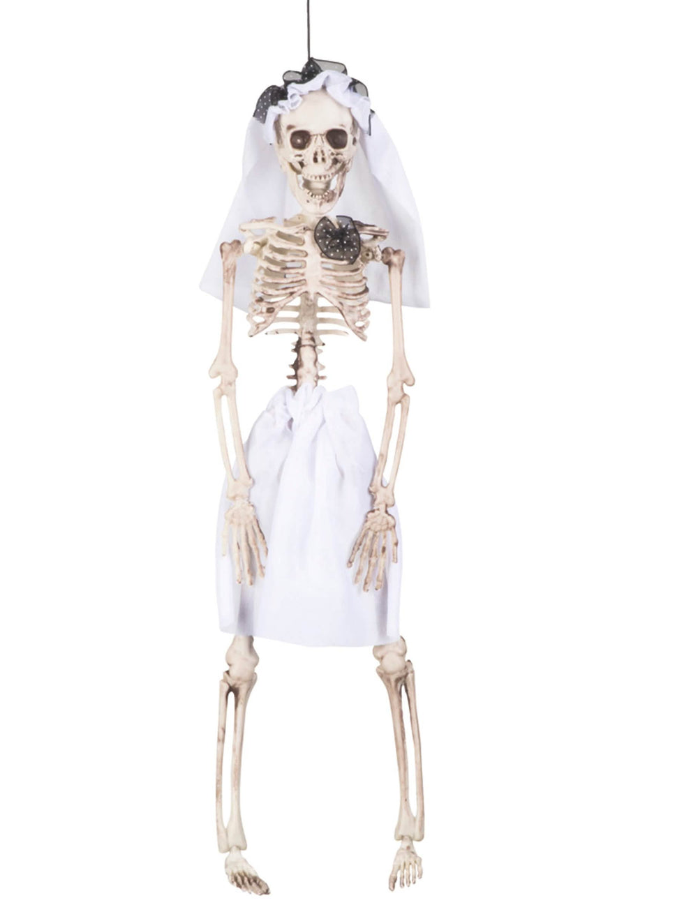 viseča dekoracija skeletne neveste za halloween, bela z tančico