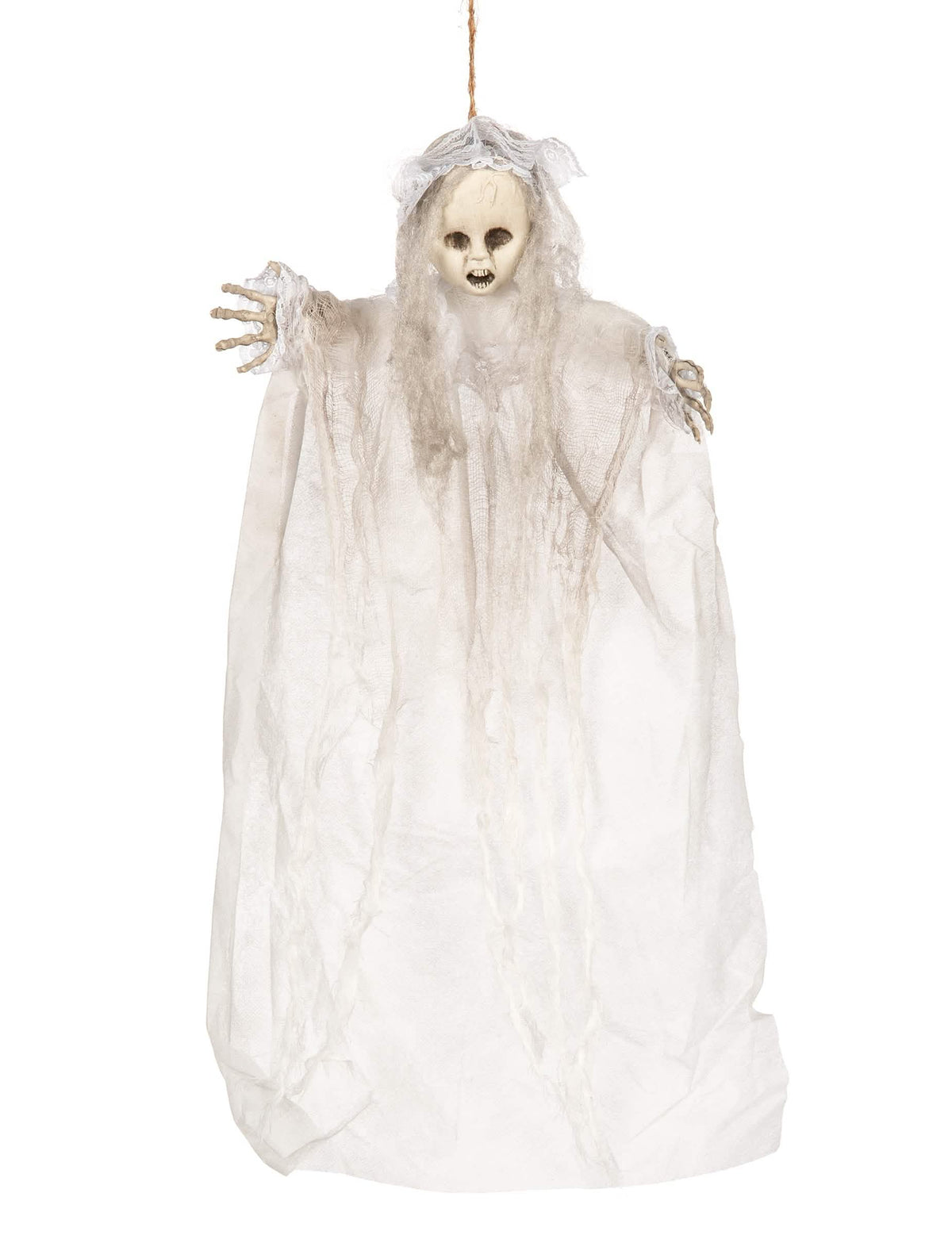 Bela viseča dekoracija dojenček duh za halloween z čipko in tilom