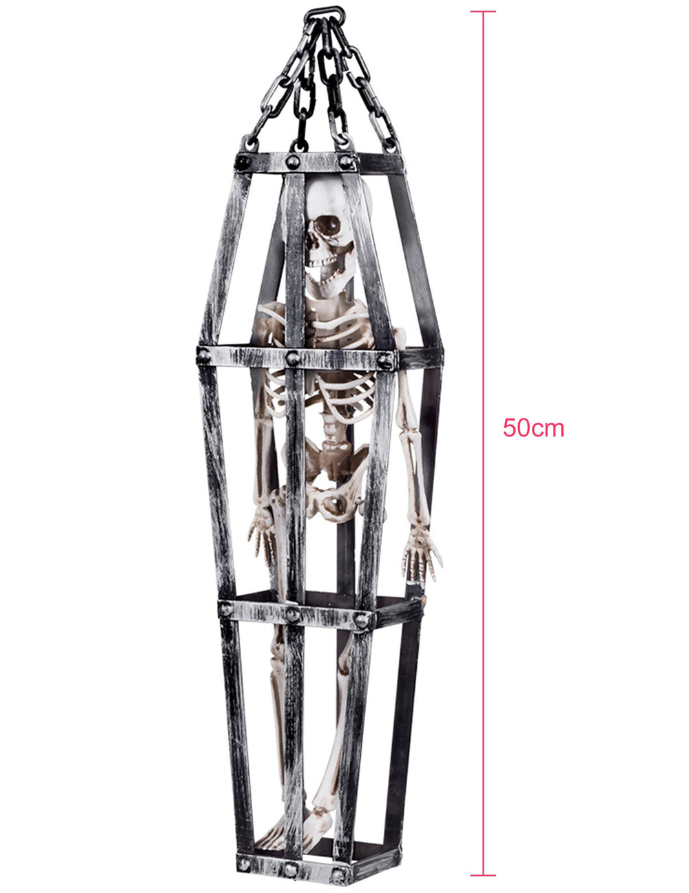 Dimensions de la décoration à suspendre squelette en cage