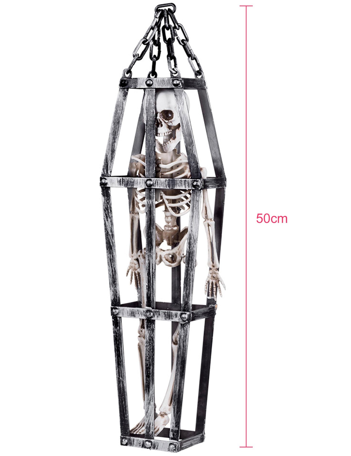 Sledilko dekoracije Skelet v kletki 50 cm