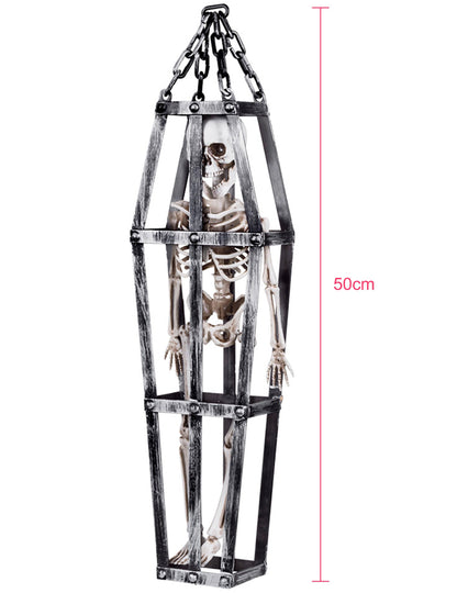 Sledilko dekoracije Skelet v kletki 50 cm