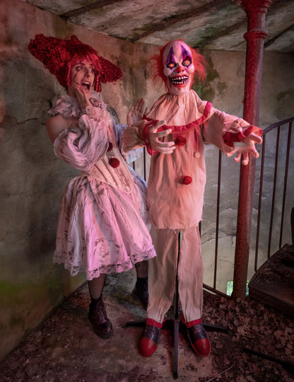 Animirana dekoracija strašljivega klovna 153 cm