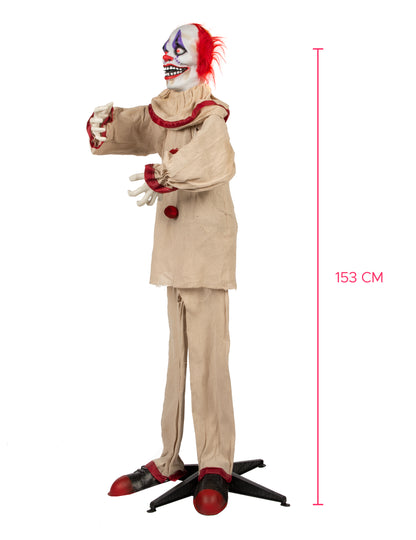 Animirana dekoracija strašljivega klovna 153 cm