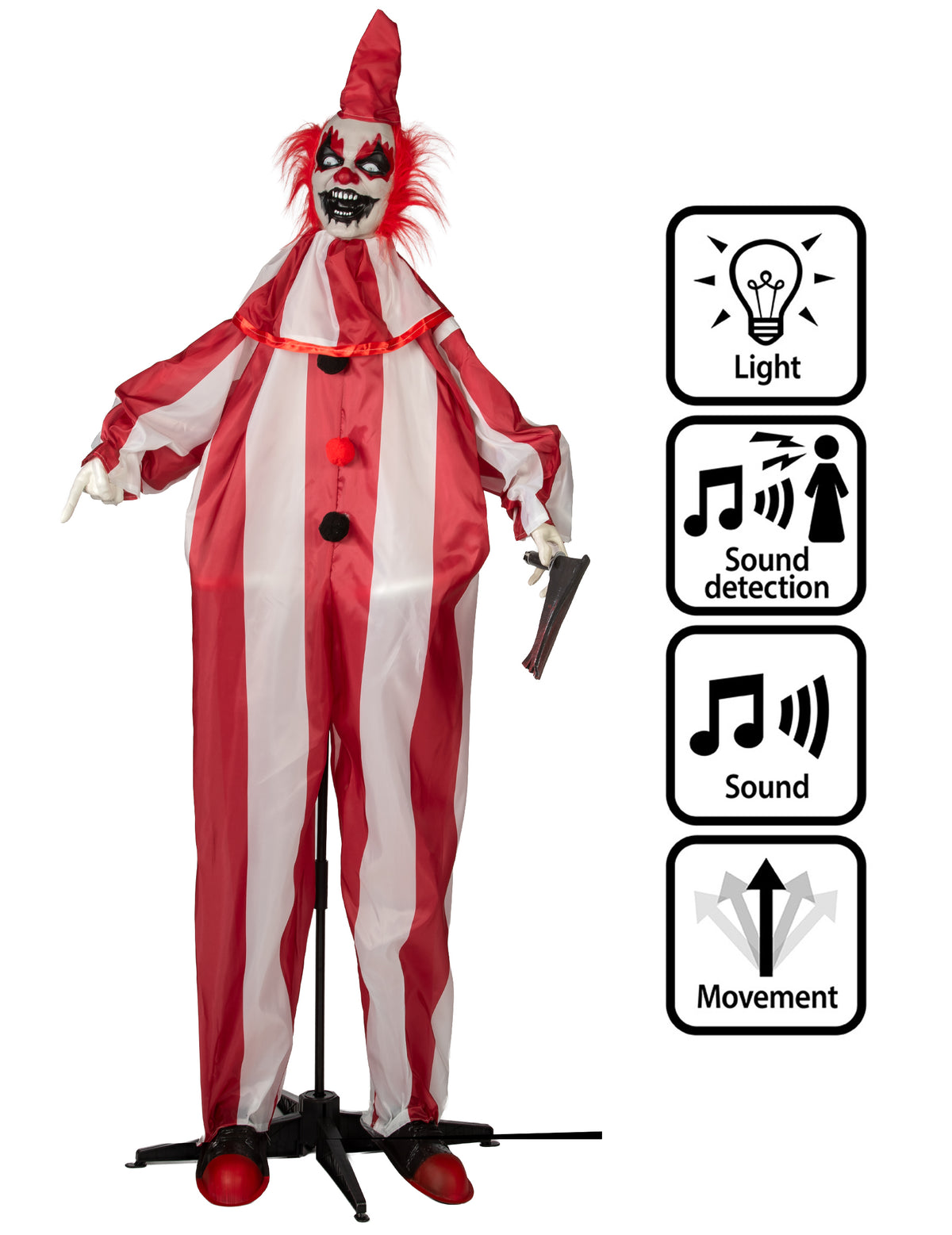 Animirana dekoracija zlobni klovn z gibi 170 cm
