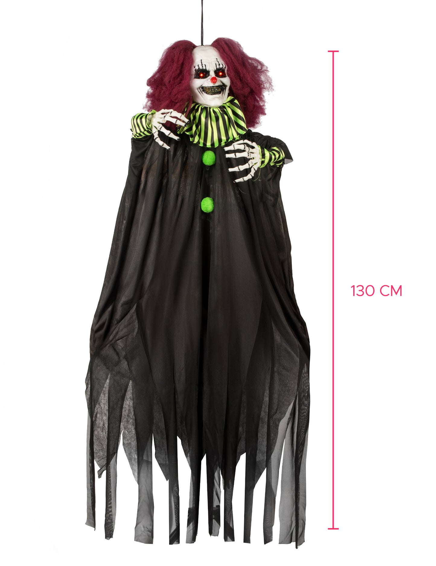 Animirana dekoracija grozljiva klovn visi 130 cm