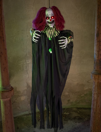Animirana dekoracija grozljiva klovn visi 130 cm